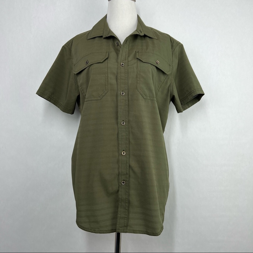 Prana Green Women’s Button Down Short Sleeve Polo Shirt Size Small